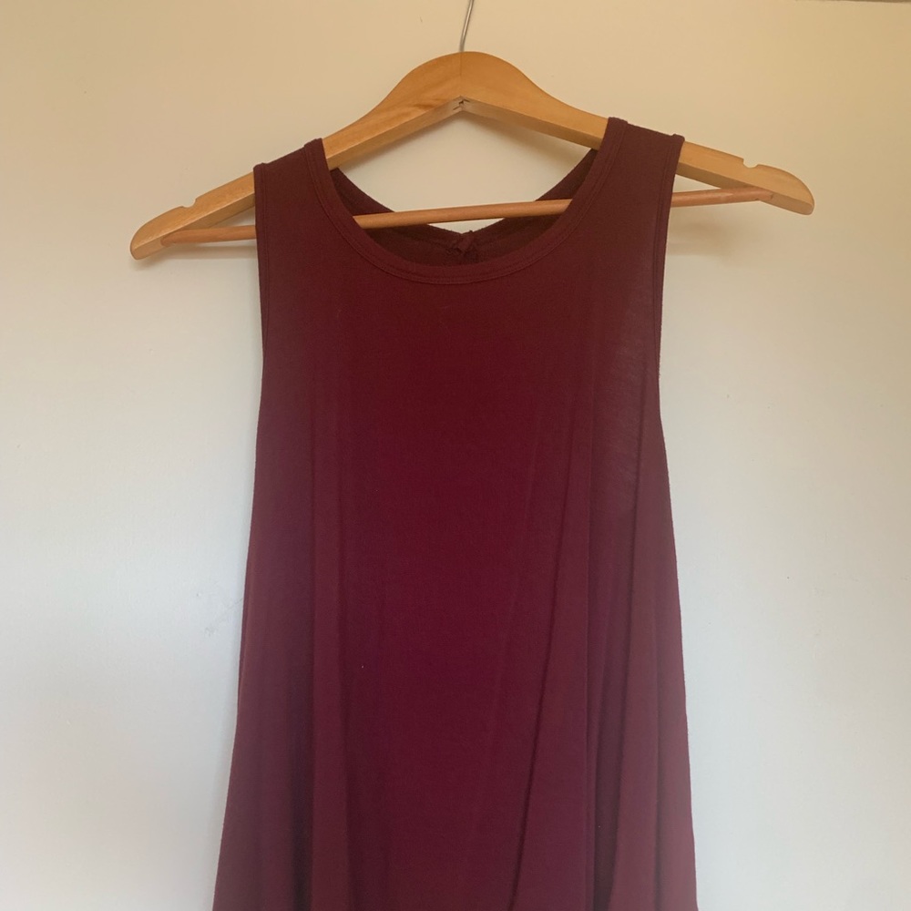 Open Back Cotton Top Size Small Burgundy